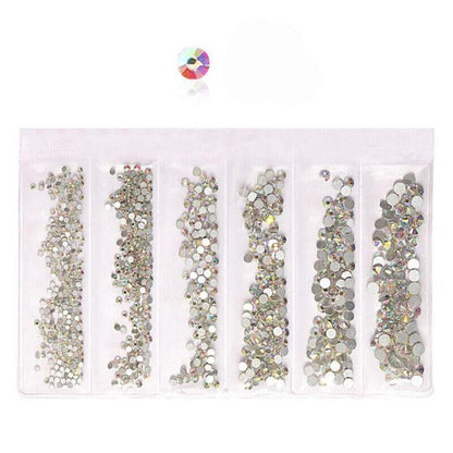 1440Pcs Glitter Rhinestones Crystal Clear Flat Bottom Glass Nail Art Nail Drill - Gold V528-SS4-SS16-GOLD-43109