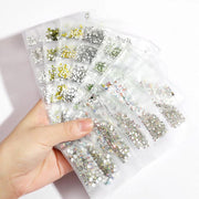 1440Pcs Glitter Rhinestones Crystal Clear Flat Bottom Glass Nail Art Nail Drill - Olive V528-SS4-SS16-OLIVE-35981