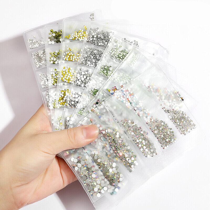 1440Pcs Glitter Rhinestones Crystal Clear Flat Bottom Glass Nail Art Nail Drill - Olive V528-SS4-SS16-OLIVE-35981