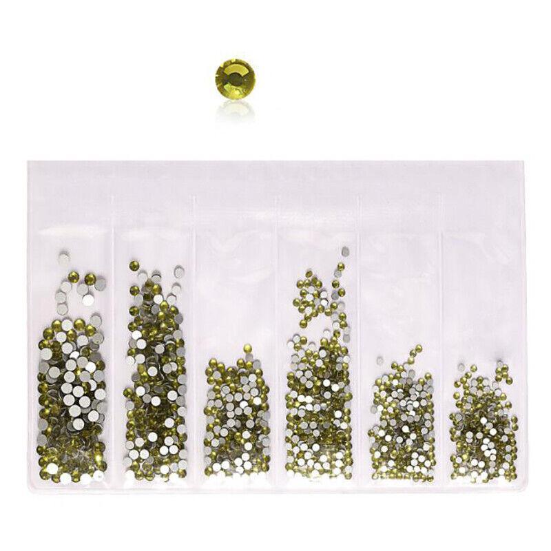 1440Pcs Glitter Rhinestones Crystal Clear Flat Bottom Glass Nail Art Nail Drill - Olive V528-SS4-SS16-OLIVE-35981