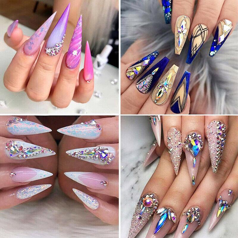 1440Pcs Glitter Rhinestones Crystal Clear Flat Bottom Glass Nail Art Nail Drill - Starry V528-SS4-SS16-STARRY-51569