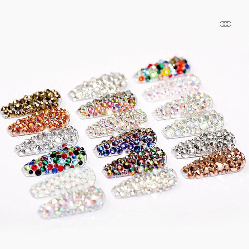1440Pcs Glitter Rhinestones Crystal Clear Flat Bottom Glass Nail Art Nail Drill - Starry V528-SS4-SS16-STARRY-51569