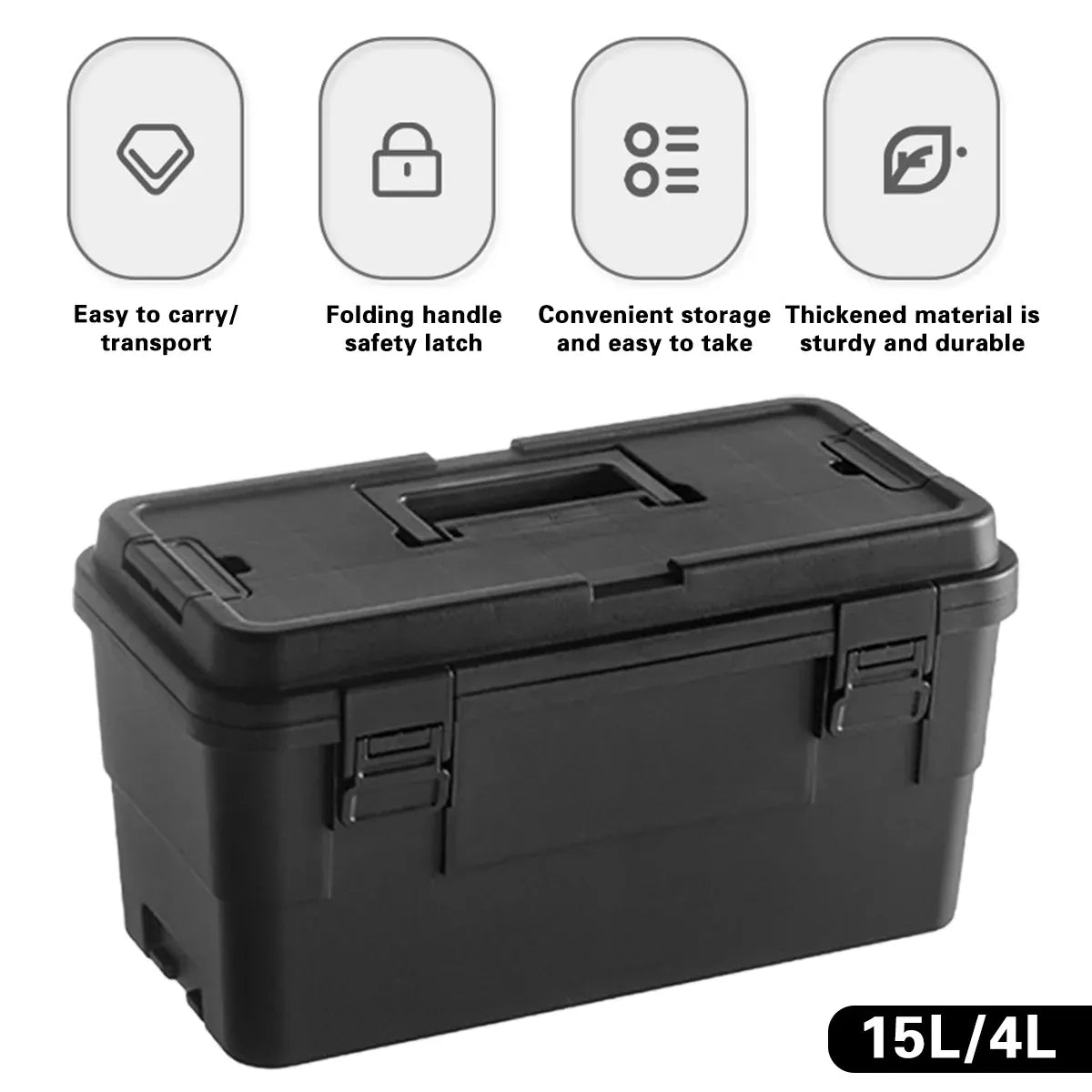 Multi Function Toolbox Household Car Storage Organizer Outdoor Hardware Case - 4L V528-STACKABLE-TOOLBOX-S-BLACK-4L-302746