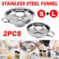 2pcs Stainless Steel Wide Mouth Funnel Large Bore Oil Drain Household Funnel Set V528-STAINLESS-STEEL-FUNNEL-2PCS-854233