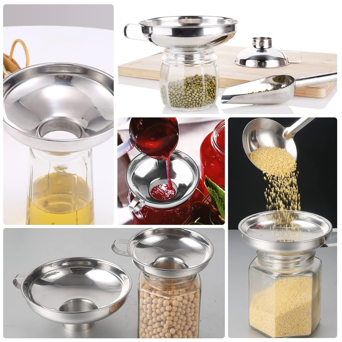 2pcs Stainless Steel Wide Mouth Funnel Large Bore Oil Drain Household Funnel Set V528-STAINLESS-STEEL-FUNNEL-2PCS-854233