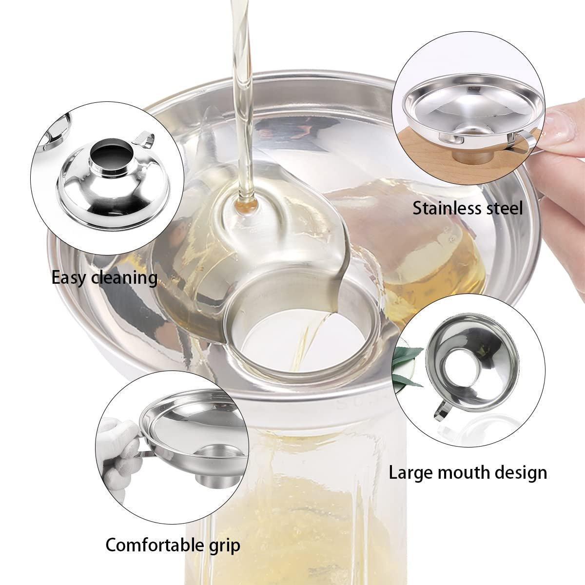 2pcs Stainless Steel Wide Mouth Funnel Large Bore Oil Drain Household Funnel Set V528-STAINLESS-STEEL-FUNNEL-2PCS-854233