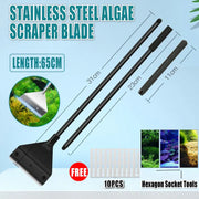 304SS Aquarium Stainless Steel Algae Scraper Blade Fish Tank Glass Cleaner V528-STAINLESSSCRAPER-834940