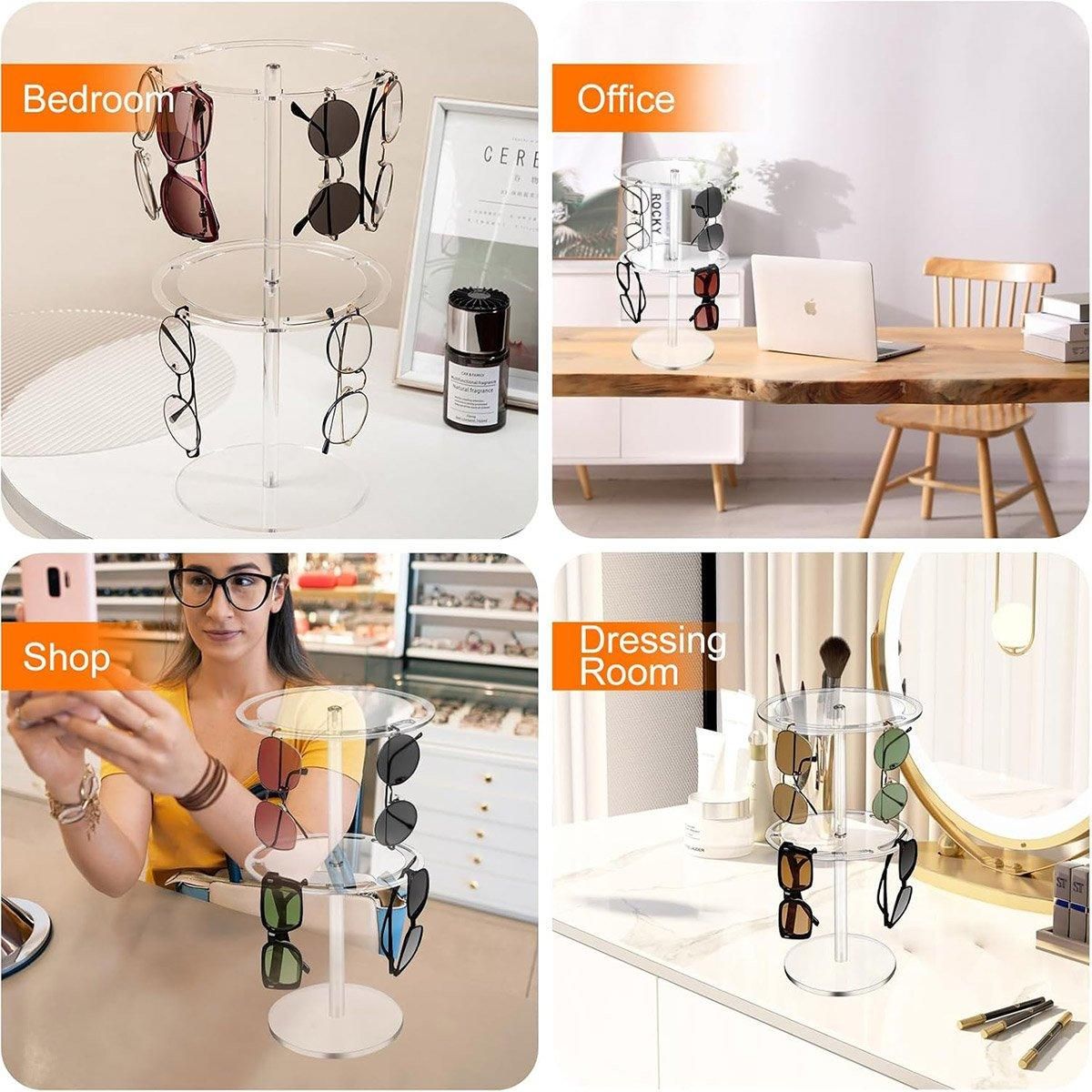 360 Degree Rotating Eyeglasses Display Stand Desktop Holder Organizer Glasses Storage - 1-Layer V528-STAND-1C-553188