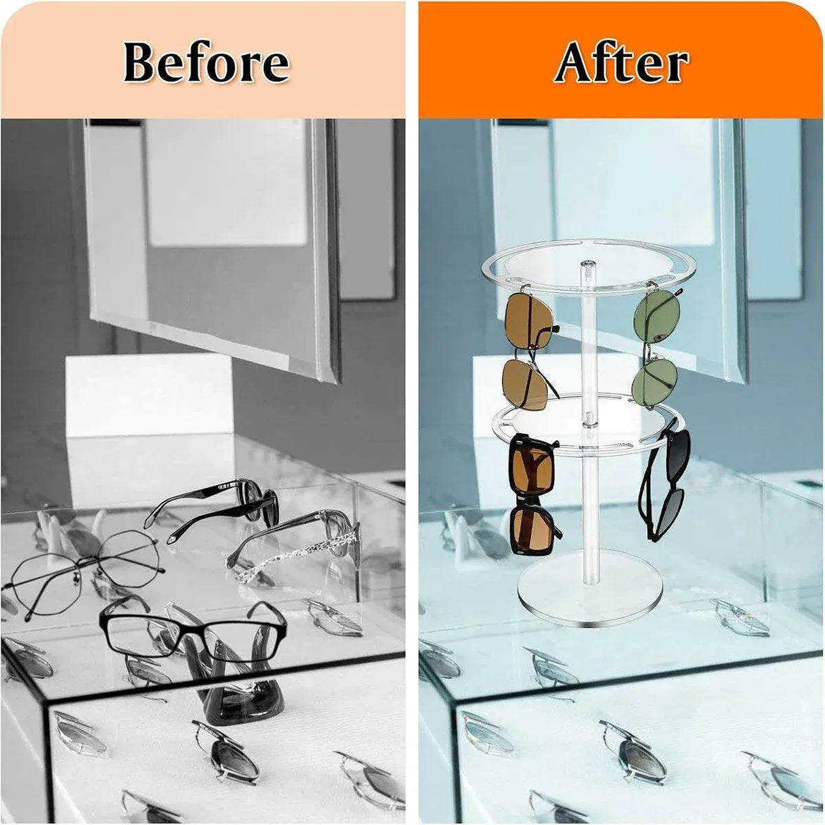 360 Degree Rotating Eyeglasses Display Stand Desktop Holder Organizer Glasses Storage - 1-Layer V528-STAND-1C-553188