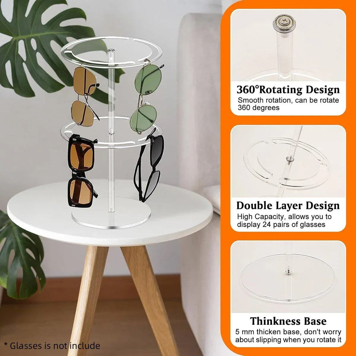 360 Degree Rotating Eyeglasses Display Stand Desktop Holder Organizer Glasses Storage - 1-Layer V528-STAND-1C-553188