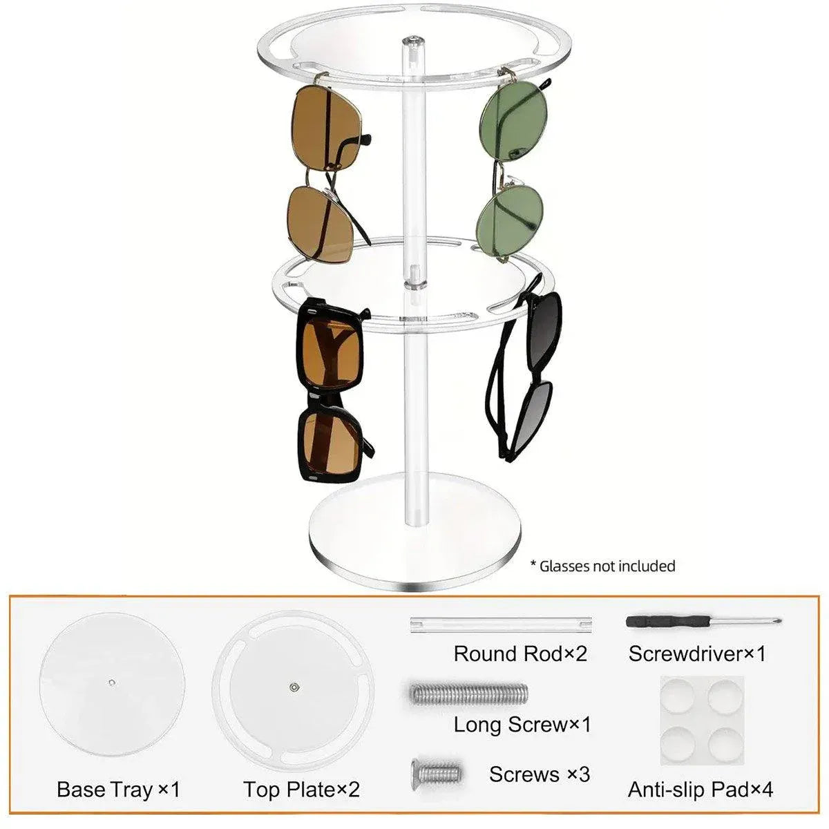 360 Degree Rotating Eyeglasses Display Stand Desktop Holder Organizer Glasses Storage - 1-Layer V528-STAND-1C-553188