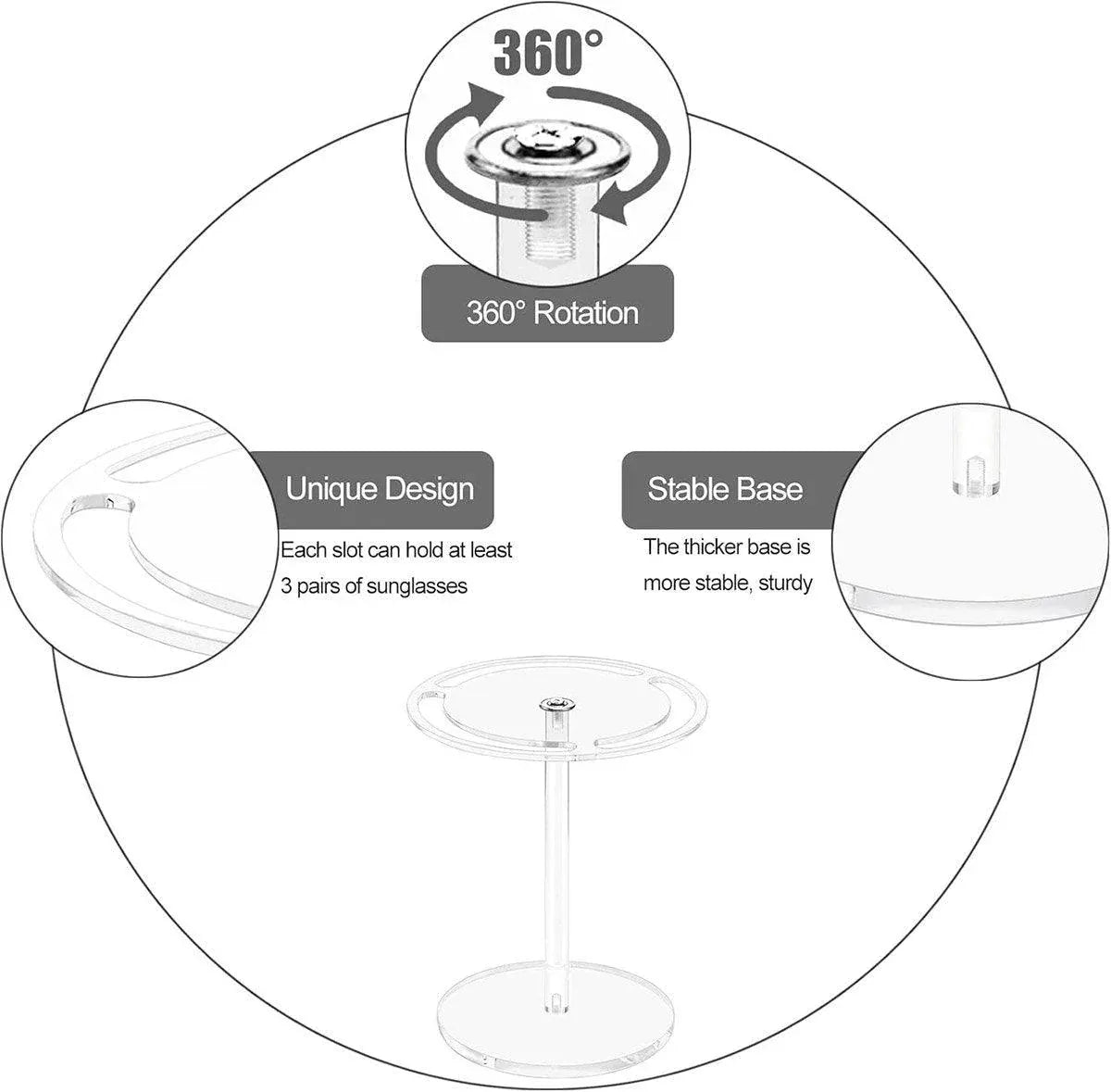 360 Degree Rotating Eyeglasses Display Stand Desktop Holder Organizer Glasses Storage - 1-Layer V528-STAND-1C-553188