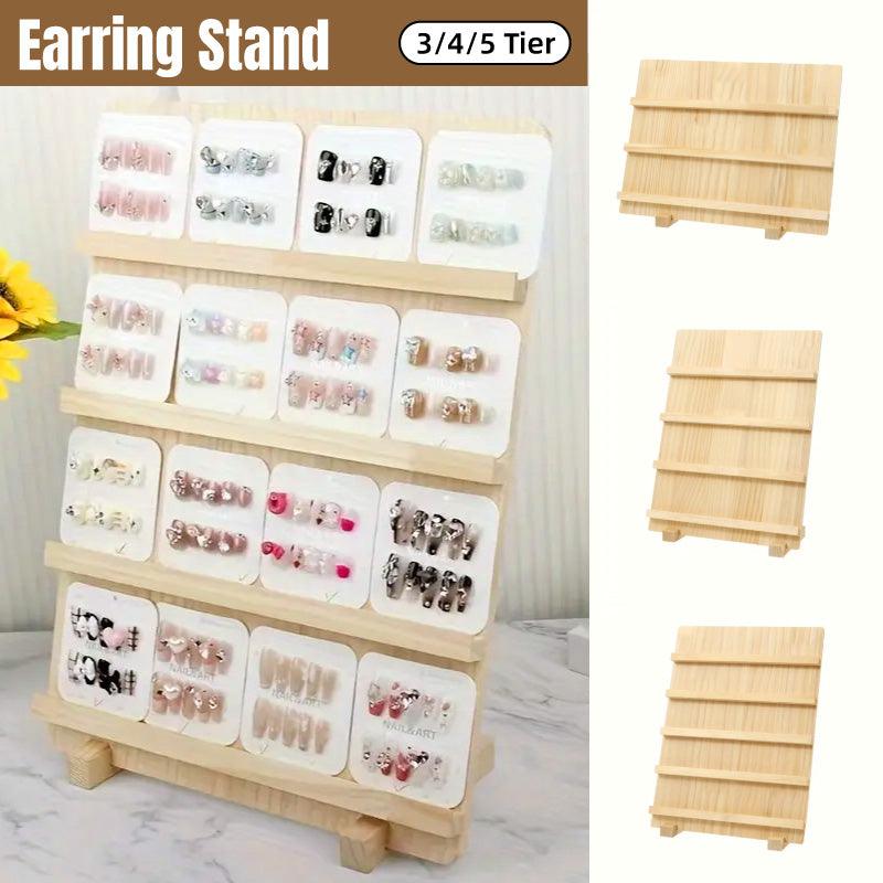 Wooden Earrings Display Rack Multi Tier Jewelry Stand Organizer Earrings Holder - 3-Tier V528-STAND-3-764749