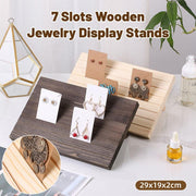 Wooden Earrings and Studs Display Rack Jewellery Organizer Stand 7 Slots Storage - Beige V528-STAND-BEIGE-436525