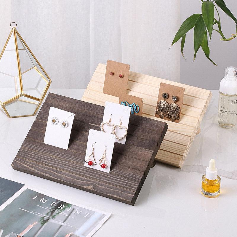 Wooden Earrings and Studs Display Rack Jewellery Organizer Stand 7 Slots Storage - Beige V528-STAND-BEIGE-436525
