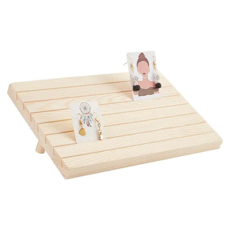 Wooden Earrings and Studs Display Rack Jewellery Organizer Stand 7 Slots Storage - Beige V528-STAND-BEIGE-436525