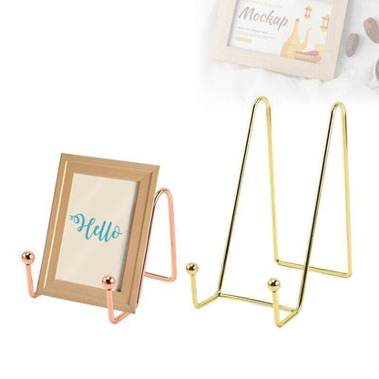 Iron Display Stand Dish Rack-Plate Bowl Picture Frame Photo Book Pedestal Holder - Gold-L V528-STAND-GOLD-L-1PC-45732