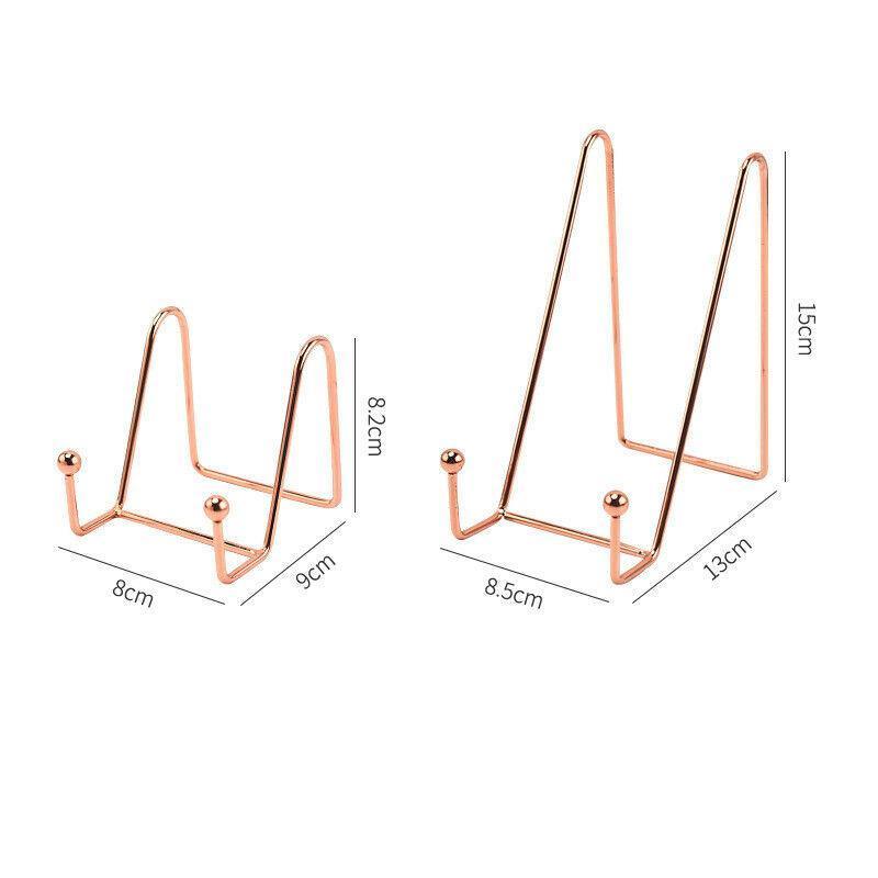 Iron Display Stand Dish Rack-Plate Bowl Picture Frame Photo Book Pedestal Holder - Rose Gold-S V528-STAND-ROSEGOLD-S-1PC-65494