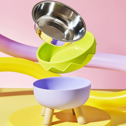Eggshell Tall Pet Bowl Cat Dog Food Bowl Anti Slip Durable Raised Feeding Bowl - Yellow V528-STANDING-BOWL-YELLOW-606976