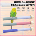 Non-Slip Silicone Parrot Perch Stand Stick Grinding Claw Bird Cage Accessories - Pink Grey V528-STANDSTICK-PINK-GREY-316415