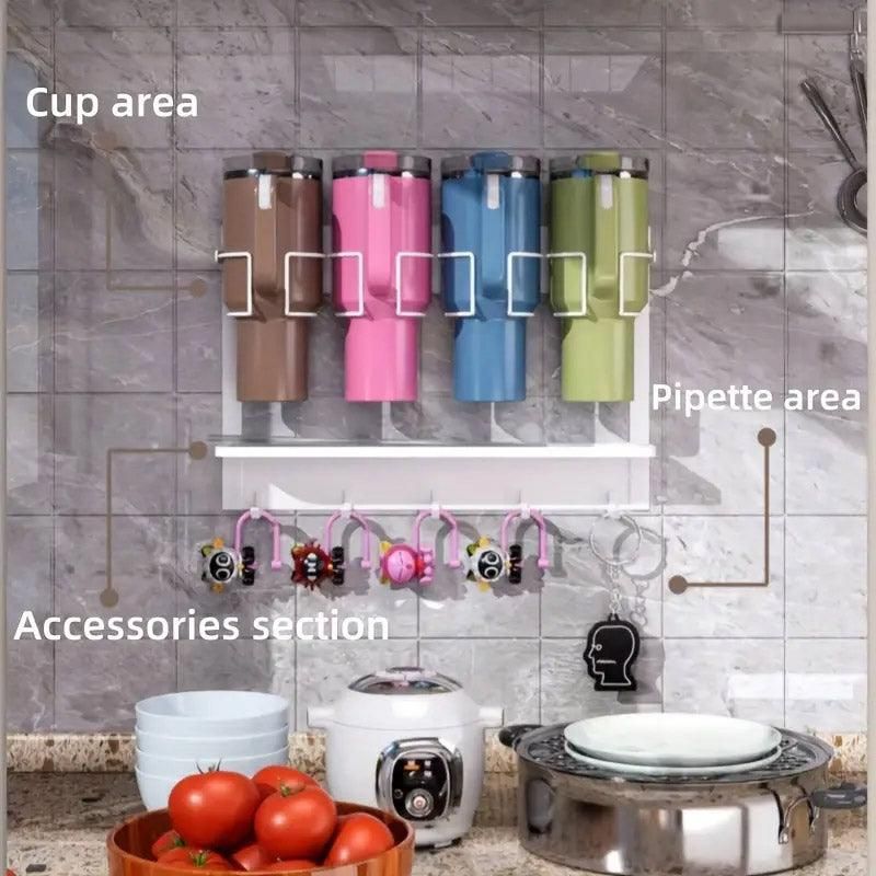 Magnetic Mug Organizer Cup Holder Wall Mount Storage for Kitchen Office Home Use - White V528-STANLEY-WHITE-895605