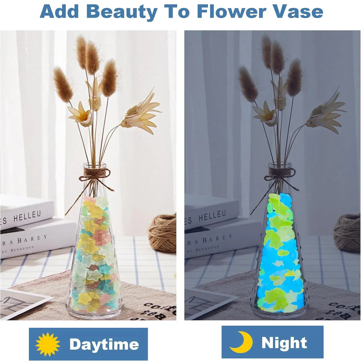 Luminous Stars Set 100PCS Fluorescent Five Pointed Plastic Stars DIY Decor V528-STAR-COLOURFUL-100PCS-936124