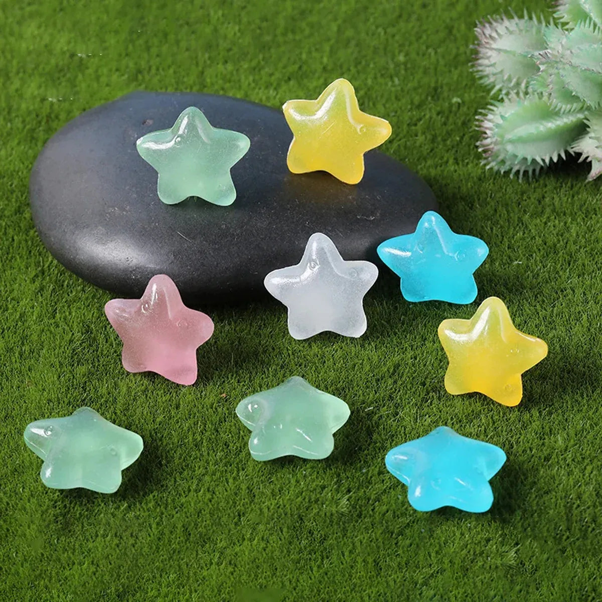 Luminous Stars Set 100PCS Fluorescent Five Pointed Plastic Stars DIY Decor V528-STAR-COLOURFUL-100PCS-936124