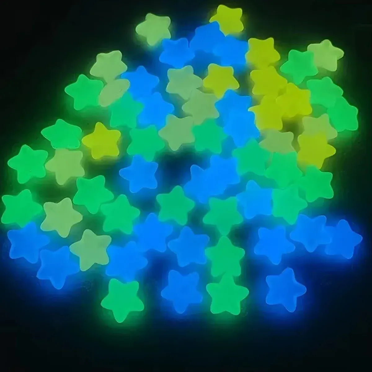 Luminous Stars Set 100PCS Fluorescent Five Pointed Plastic Stars DIY Decor V528-STAR-COLOURFUL-100PCS-936124