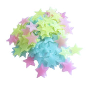 100 Pieces Glow-in-the-Dark Luminous Star Wall Stickers for Bedroom or Ceiling Decor - Multicolour V528-STAR-MULTICOLOURED-100PCS-123789