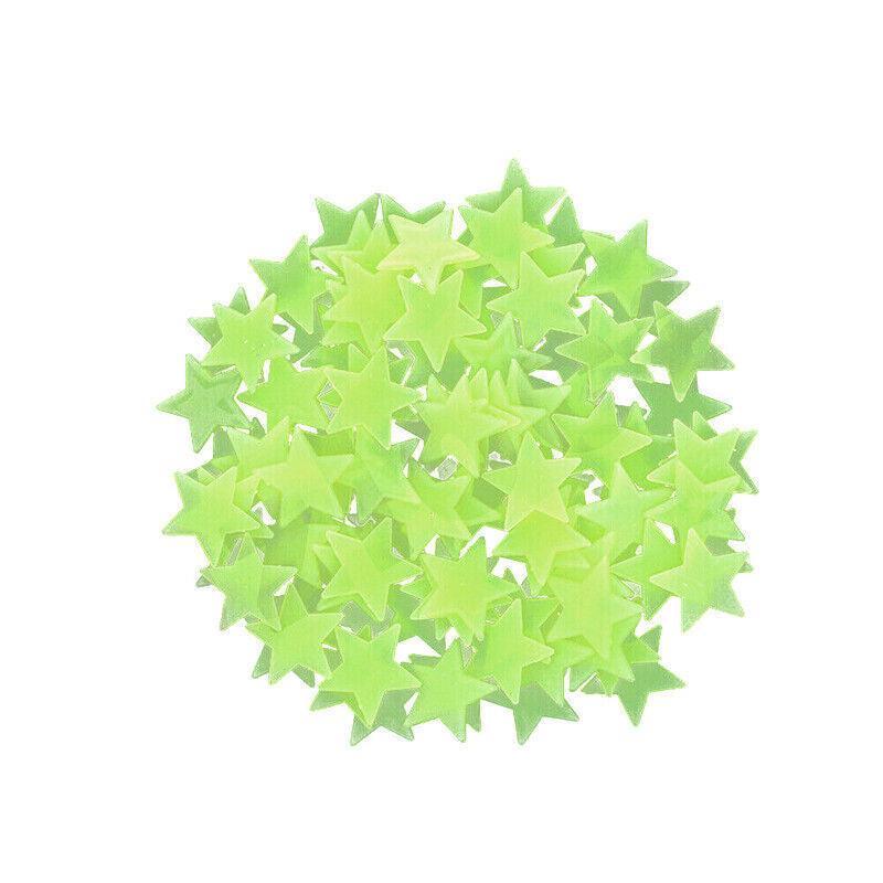 100 Pieces Glow-in-the-Dark Luminous Star Wall Stickers for Bedroom or Ceiling Decor - Multicolour V528-STAR-MULTICOLOURED-100PCS-123789