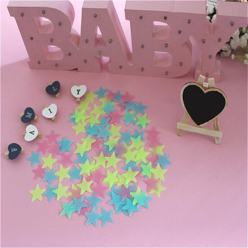 100 Pieces Glow-in-the-Dark Luminous Star Wall Stickers for Bedroom or Ceiling Decor - Pink V528-STAR-PINK-100PCS-852013
