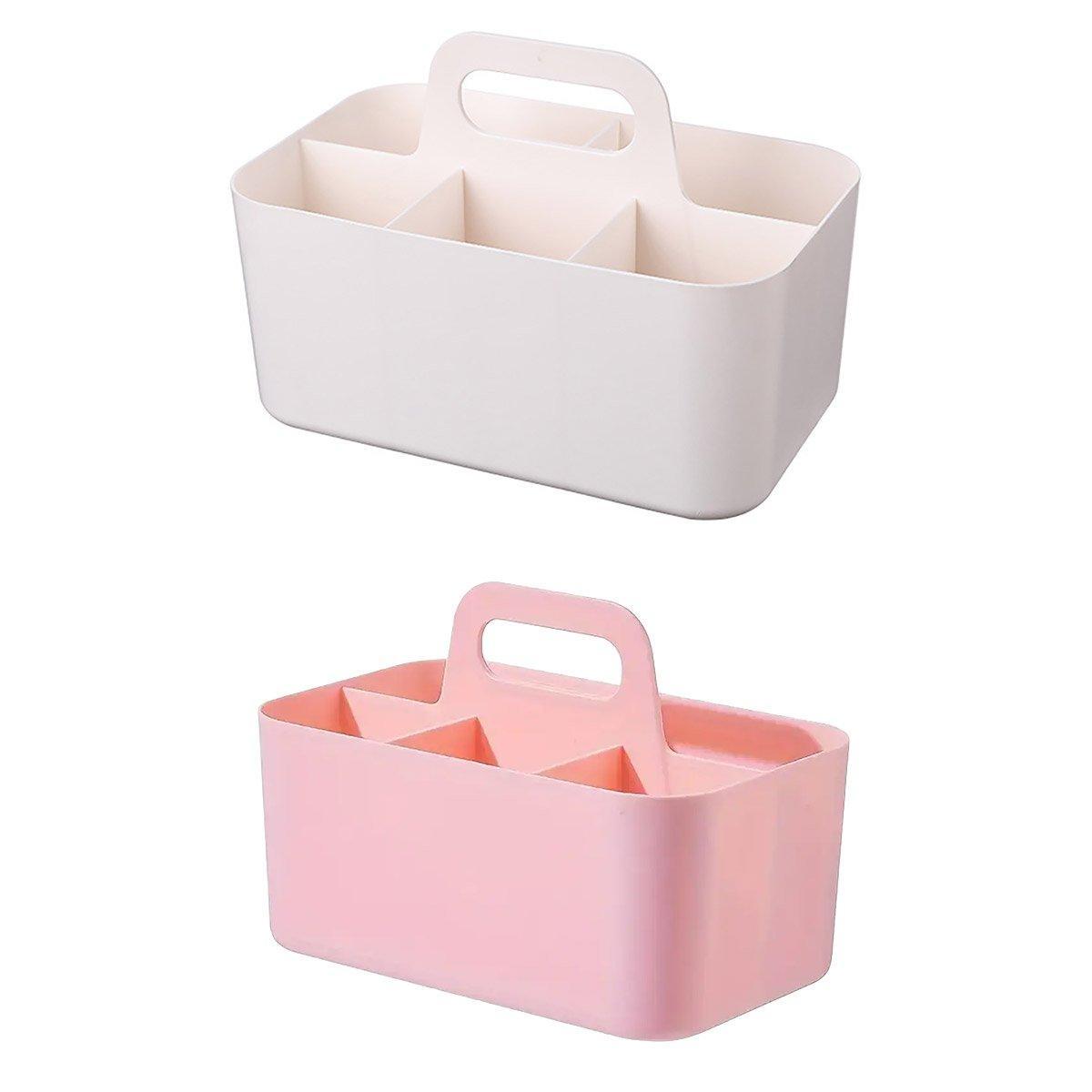 Multi Functional Desktop Organizer Compartmentalized Storage Box Portable Basket - Pink V528-STATIONERY-BOX-PINK-494068