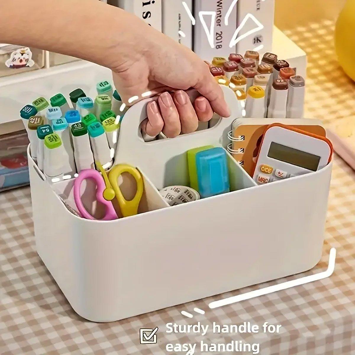 Multi Functional Desktop Organizer Compartmentalized Storage Box Portable Basket - Pink V528-STATIONERY-BOX-PINK-494068