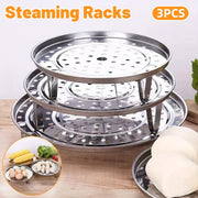 3pcs Stainless Steel Steamer Basket Steamer Tray Rack Waterproof Steam Cooking V528-STEAMER-3PCS-462543