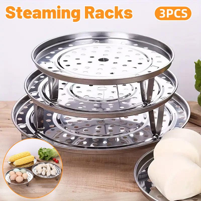 3pcs Stainless Steel Steamer Basket Steamer Tray Rack Waterproof Steam Cooking V528-STEAMER-3PCS-462543