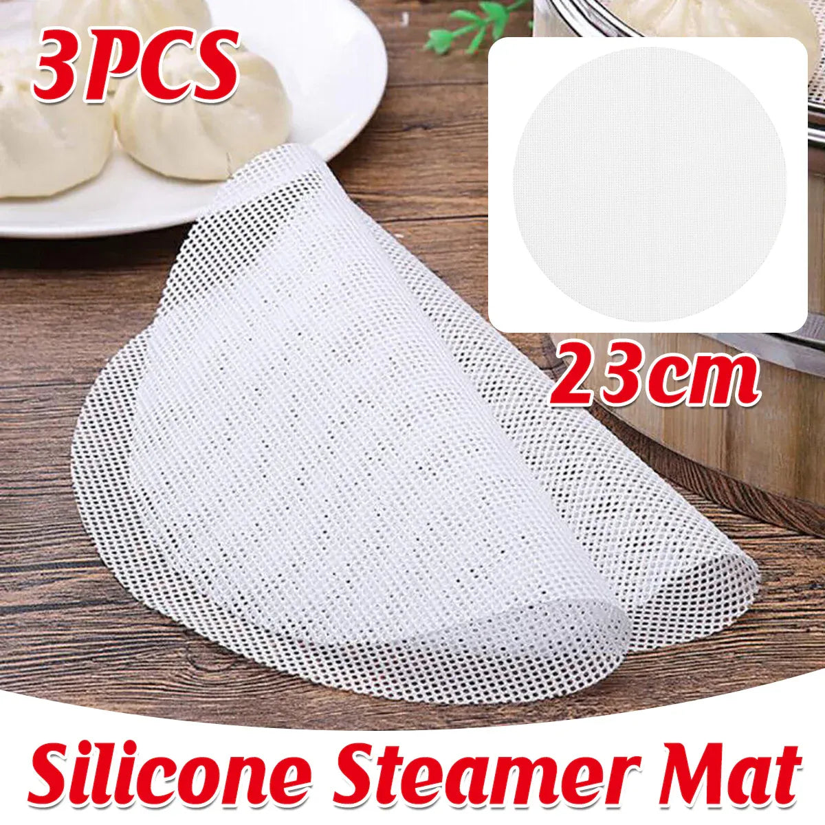 3pcs Silicone Steamer Pad Steamer Cloth Non stick Drawer Cloth Reusable Kitchen V528-STEAMERLINING-3PCS9IN-83360