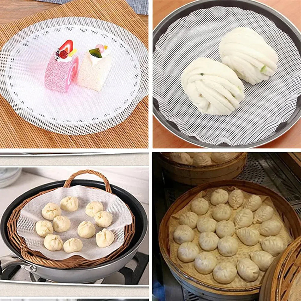 3pcs Silicone Steamer Pad Steamer Cloth Non stick Drawer Cloth Reusable Kitchen V528-STEAMERLINING-3PCS9IN-83360