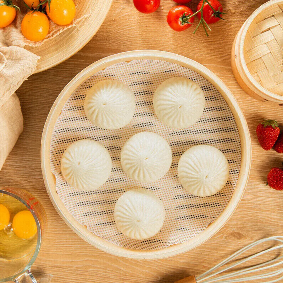 3pcs Silicone Steamer Pad Steamer Cloth Non stick Drawer Cloth Reusable Kitchen V528-STEAMERLINING-3PCS9IN-83360