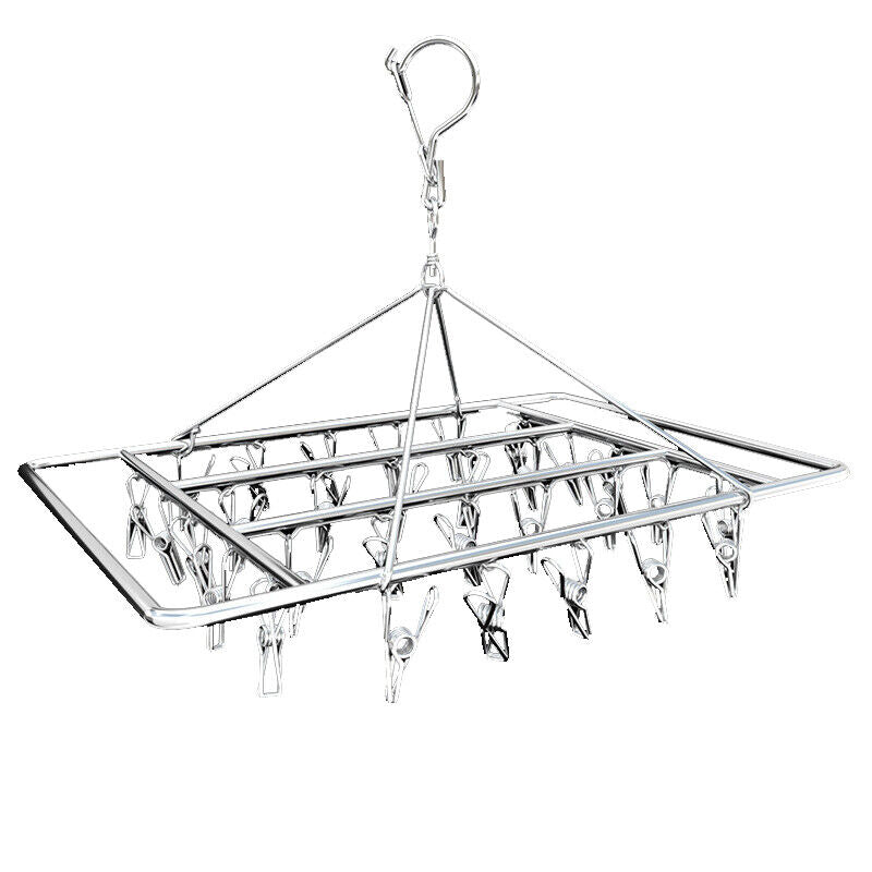 30/40/55 Pegs Stainless Steel Laundry Sock Underwear Clothes Dryer Rack Hanger - 30Pegs V528-STEELHANGER-30PEG-959773