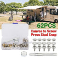 62Pcs Canvas Snap Fastener Kit with Stainless Screws and Tools for Marine Tent Cover V528-STEELSNAP-62PCS-878965