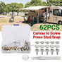 62Pcs Canvas Snap Fastener Kit with Stainless Screws and Tools for Marine Tent Cover V528-STEELSNAP-62PCS-878965