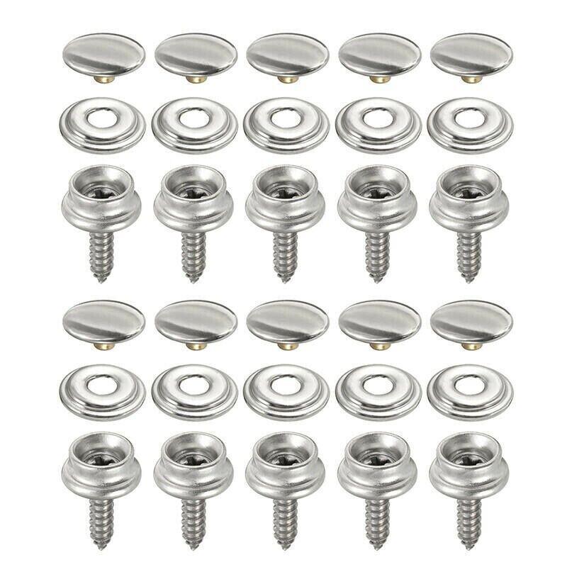 62Pcs Canvas Snap Fastener Kit with Stainless Screws and Tools for Marine Tent Cover V528-STEELSNAP-62PCS-878965