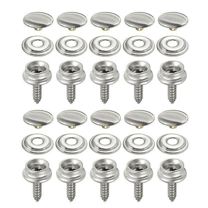 62Pcs Canvas Snap Fastener Kit with Stainless Screws and Tools for Marine Tent Cover V528-STEELSNAP-62PCS-878965