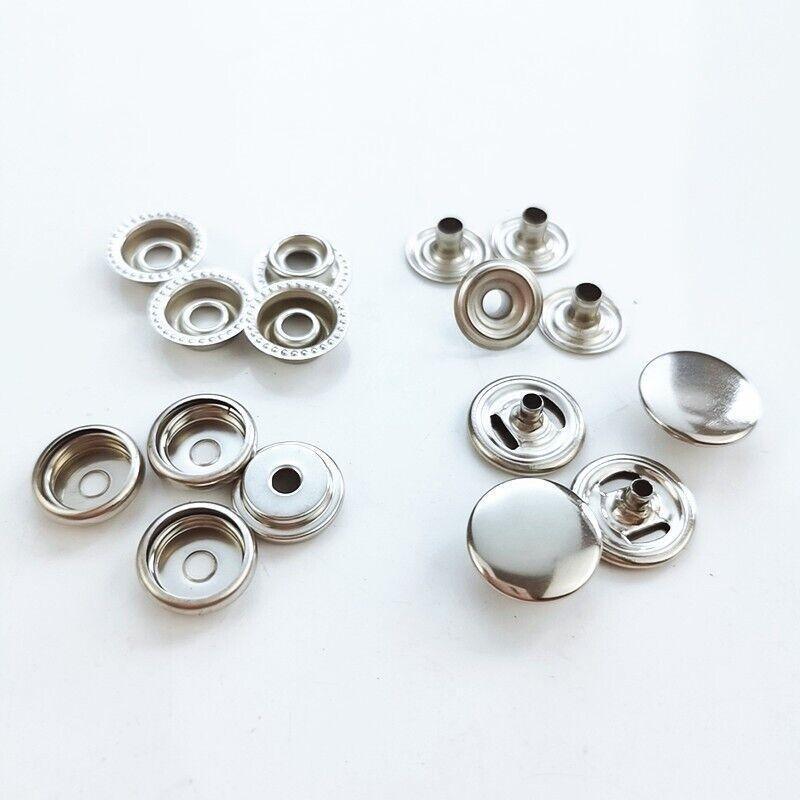 120PCS 15mm Stainless Steel Snap Fasteners Press Studs Cap Button Boat V528-STEELSNAP120PCS-166521