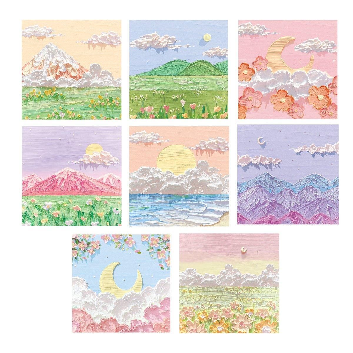 800 Sheets Colorful Oil Painting Sticky Notes Memo Pads Self-Adhesive Notes - 1# V528-STICKER-10PCS-CRHY-659856