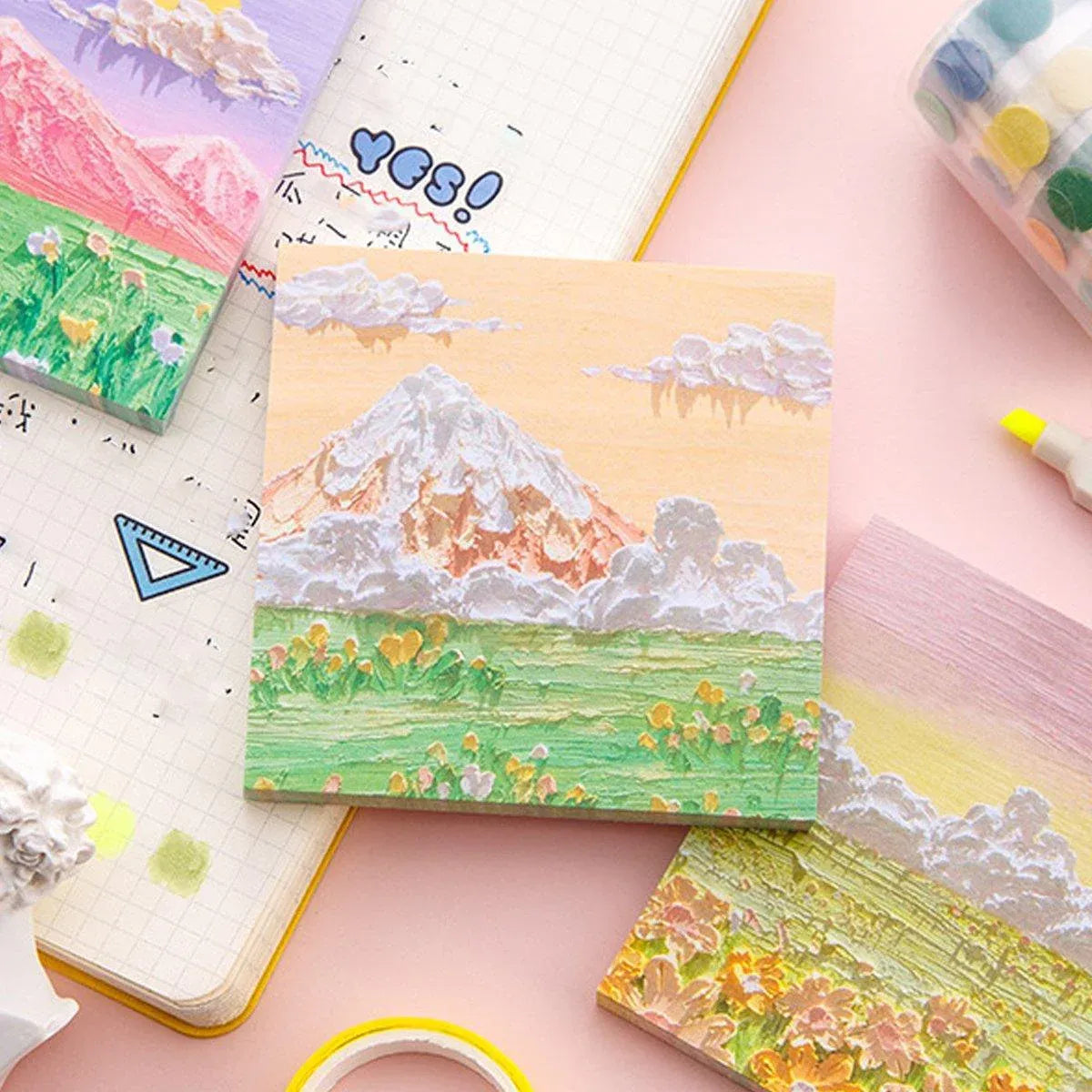 800 Sheets Colorful Oil Painting Sticky Notes Memo Pads Self-Adhesive Notes - 1# V528-STICKER-10PCS-CRHY-659856