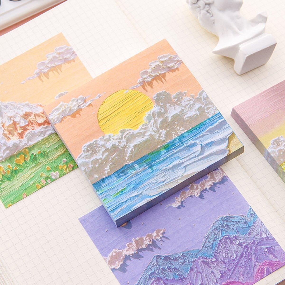 800 Sheets Colorful Oil Painting Sticky Notes Memo Pads Self-Adhesive Notes - 5# V528-STICKER-10PCS-MLXH-913670