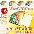 8mm to 50mm Round Dot Stickers Coloured Paper Labels Circles Dot Adhesive Sticky - 50mm 8 Dots -16 Sheets V528-STICKER-16PCS-MIX-50MM-627498