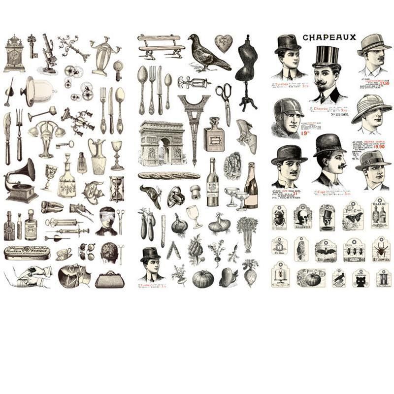 15-Style Creative Student Graffiti Sticker Set Small Fresh Sticker - O-Retro Objects V528-STICKER-FGWJ-880786
