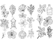 15-Style Creative Student Graffiti Sticker Set Small Fresh Sticker - L-Hand Painted flower leaves V528-STICKER-SHHY-147576